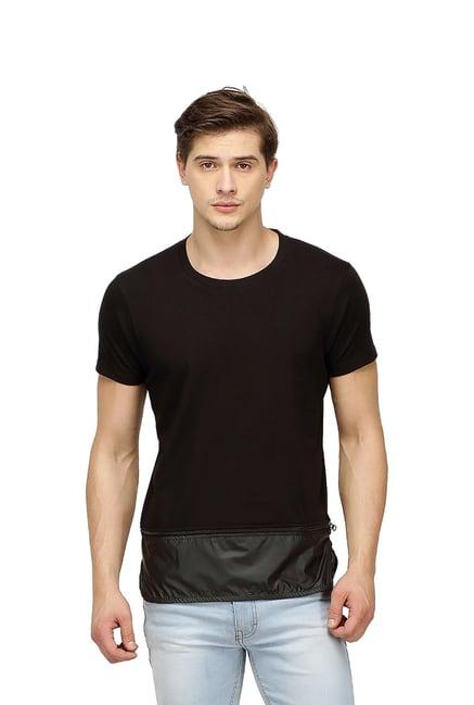 campus sutra black crew cotton t-shirt