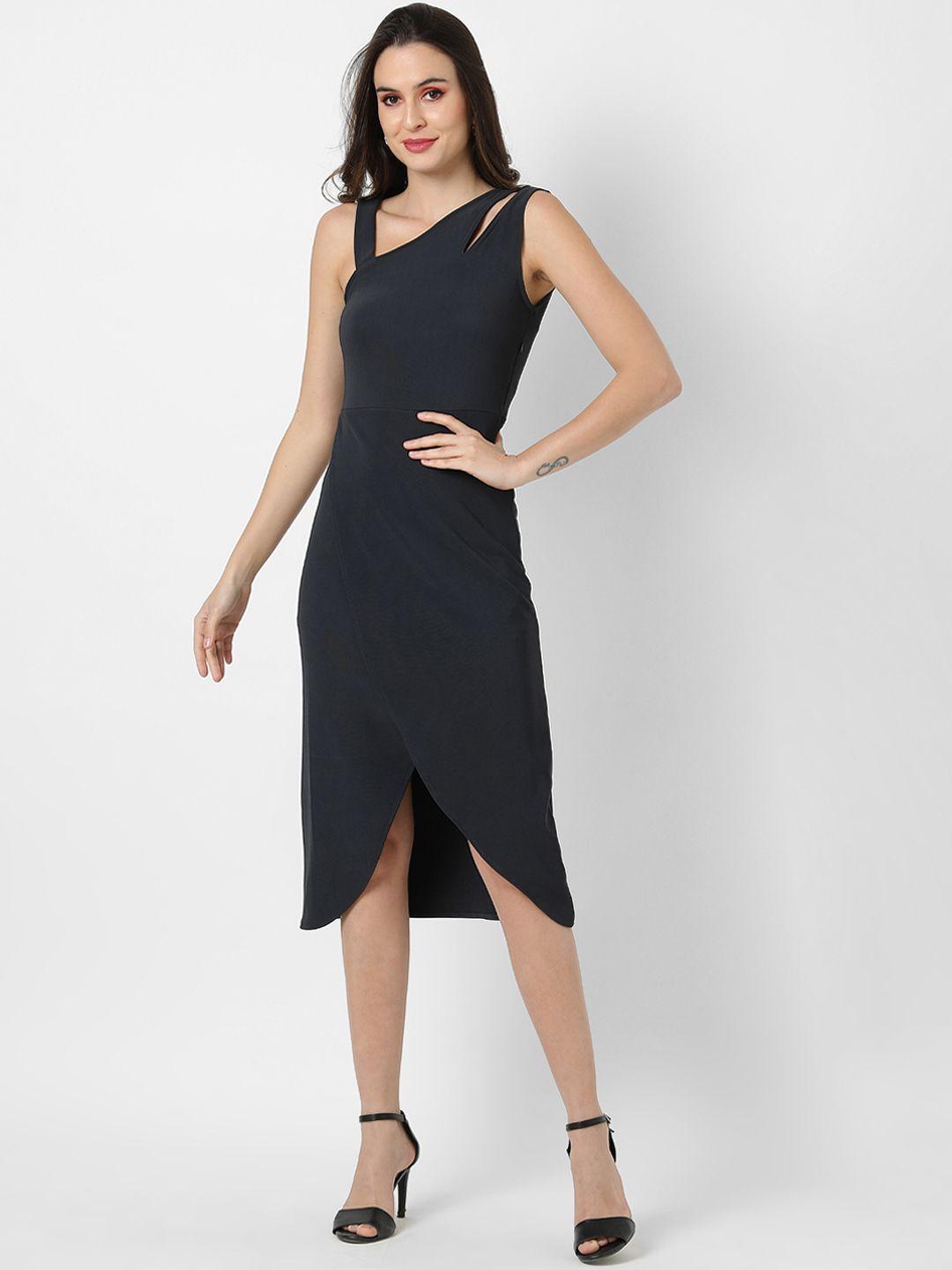 campus sutra black midi dress