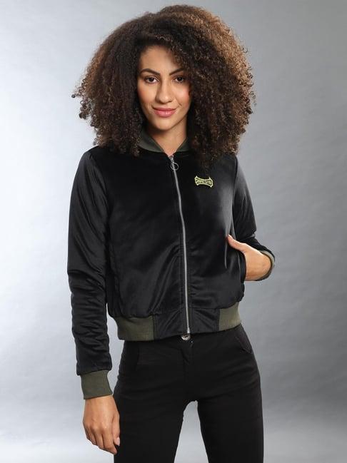 campus sutra black regular fit jacket