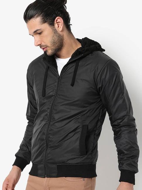 campus sutra black regular fit jacket