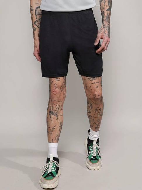 campus sutra black regular fit sports shorts