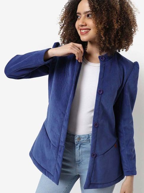 campus sutra blue regular fit blazer