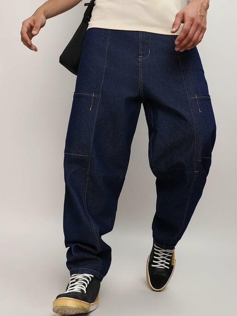 campus sutra blue regular fit cargo jeans