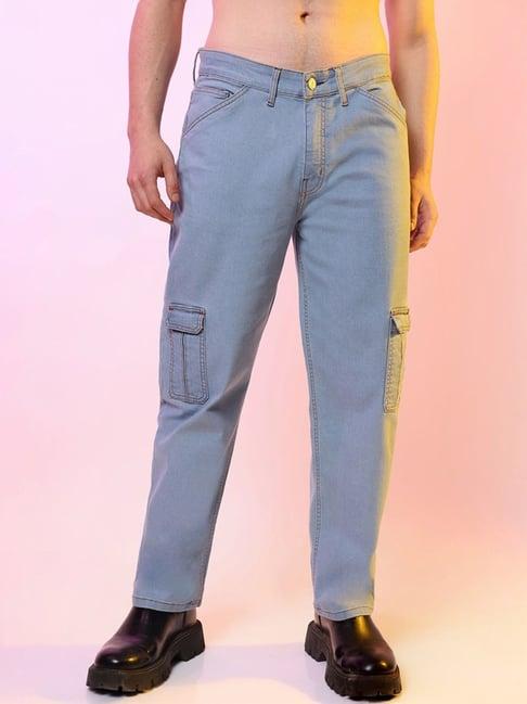 campus sutra blue regular fit cargo jeans