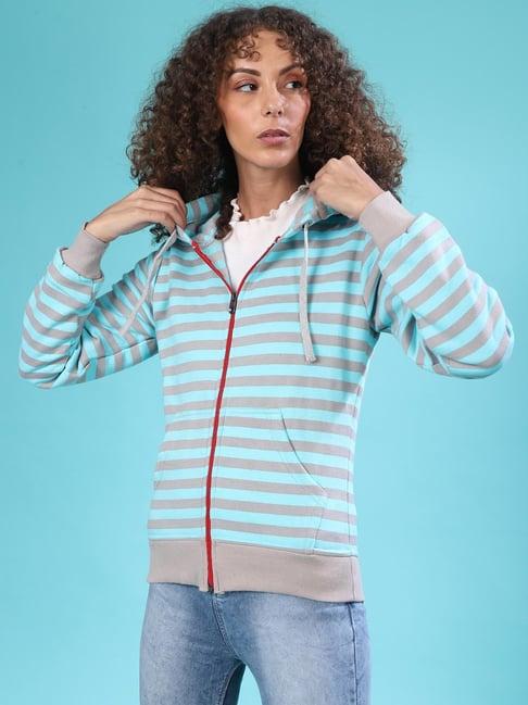 campus sutra blue striped hoodie