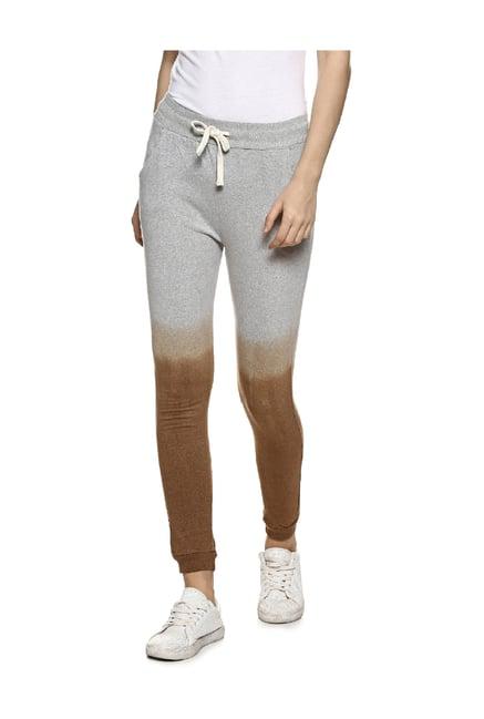 campus sutra brown & grey textured joggers