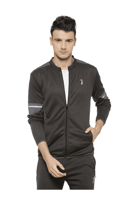 campus sutra charcoal textured full sleeves jacket