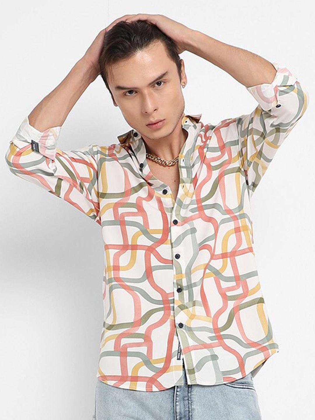 campus sutra classic abstract printed cotton casual shirt