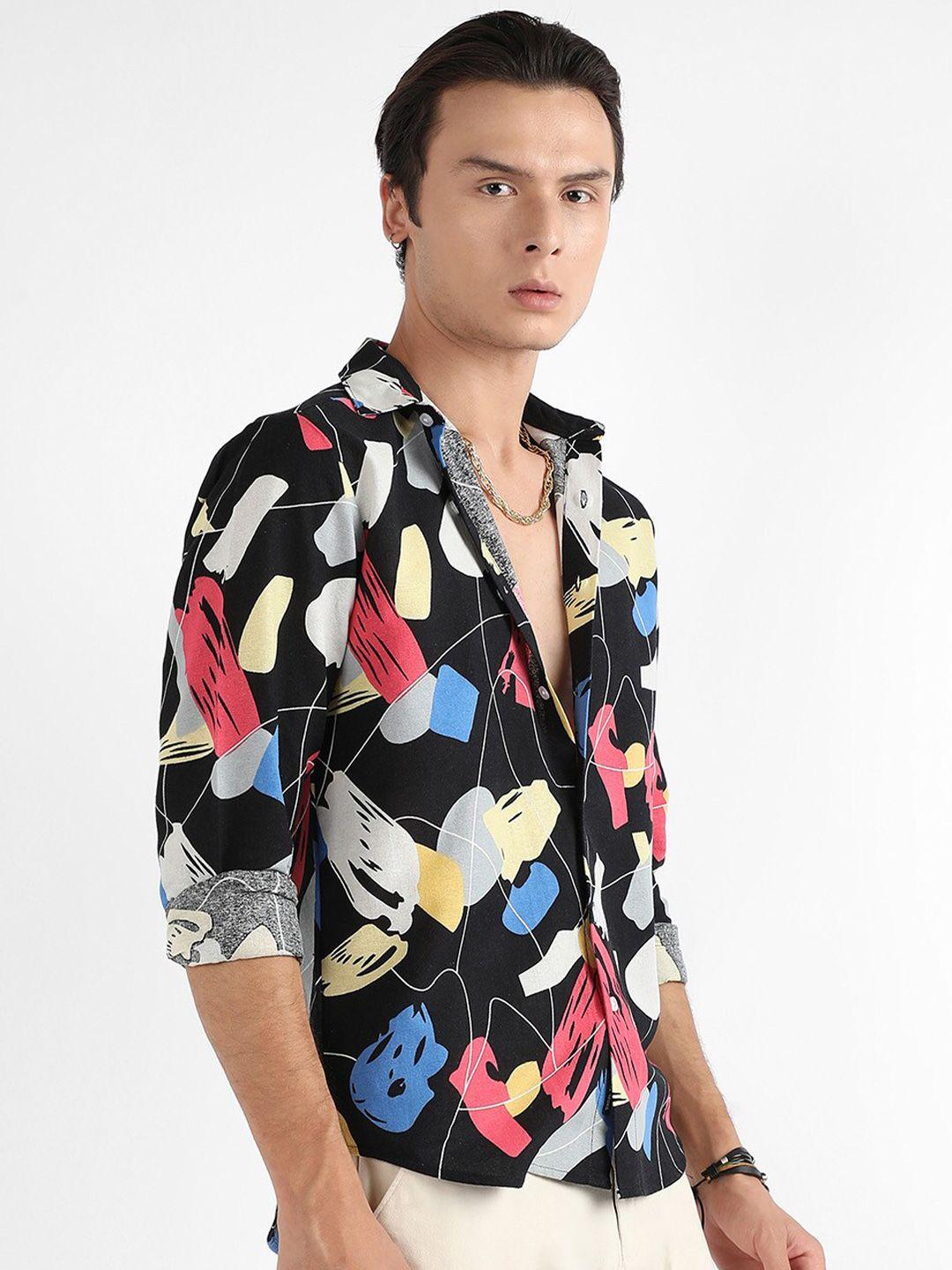 campus sutra classic abstract printed cotton casual shirt