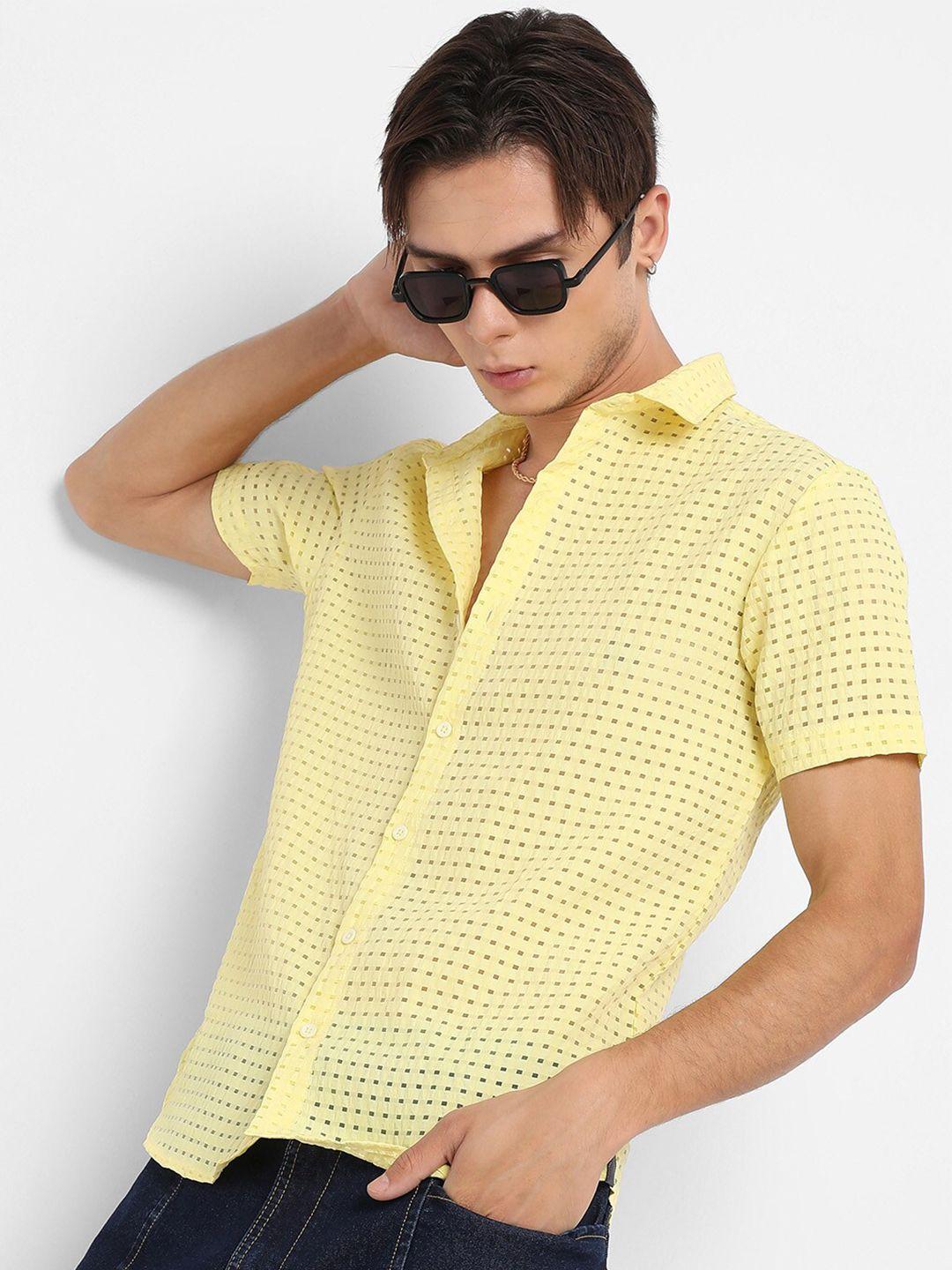 campus sutra classic fit self design casual shirt