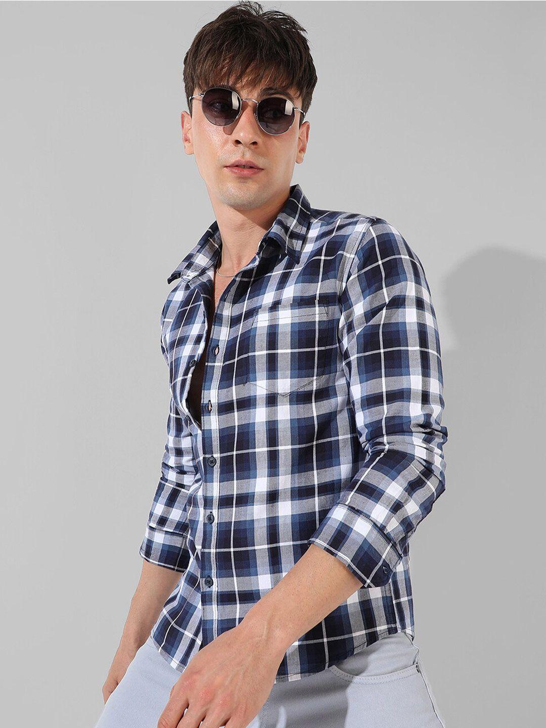 campus sutra classic fit tartan checked cotton casual shirt