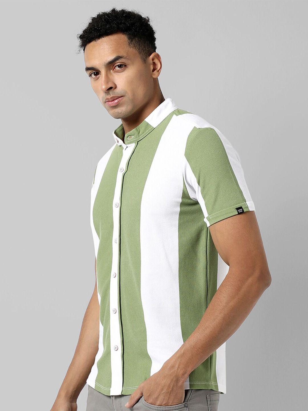 campus sutra classic fit vertical striped cotton casual shirt