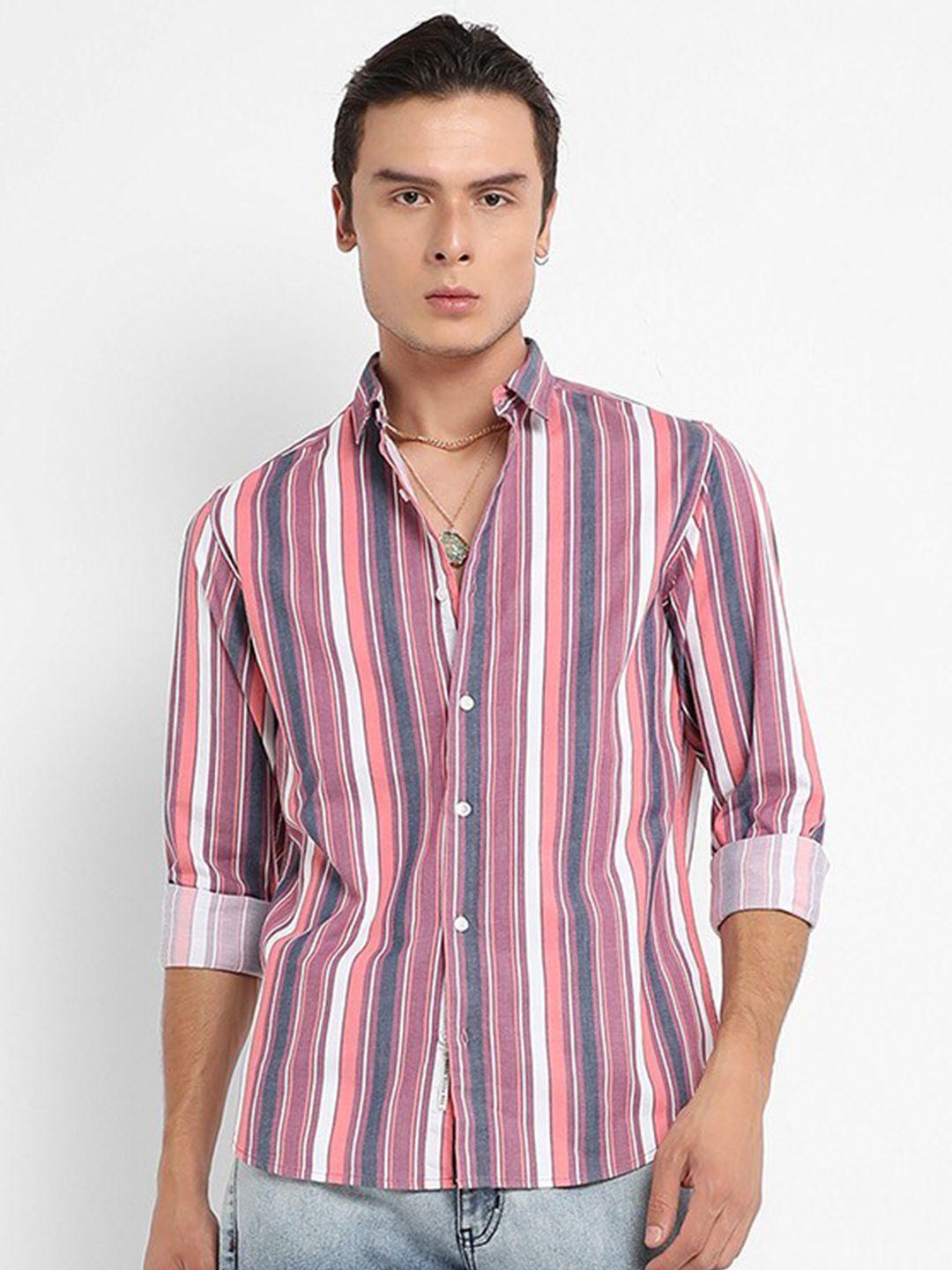 campus sutra classic fit vertical stripes cotton casual shirt