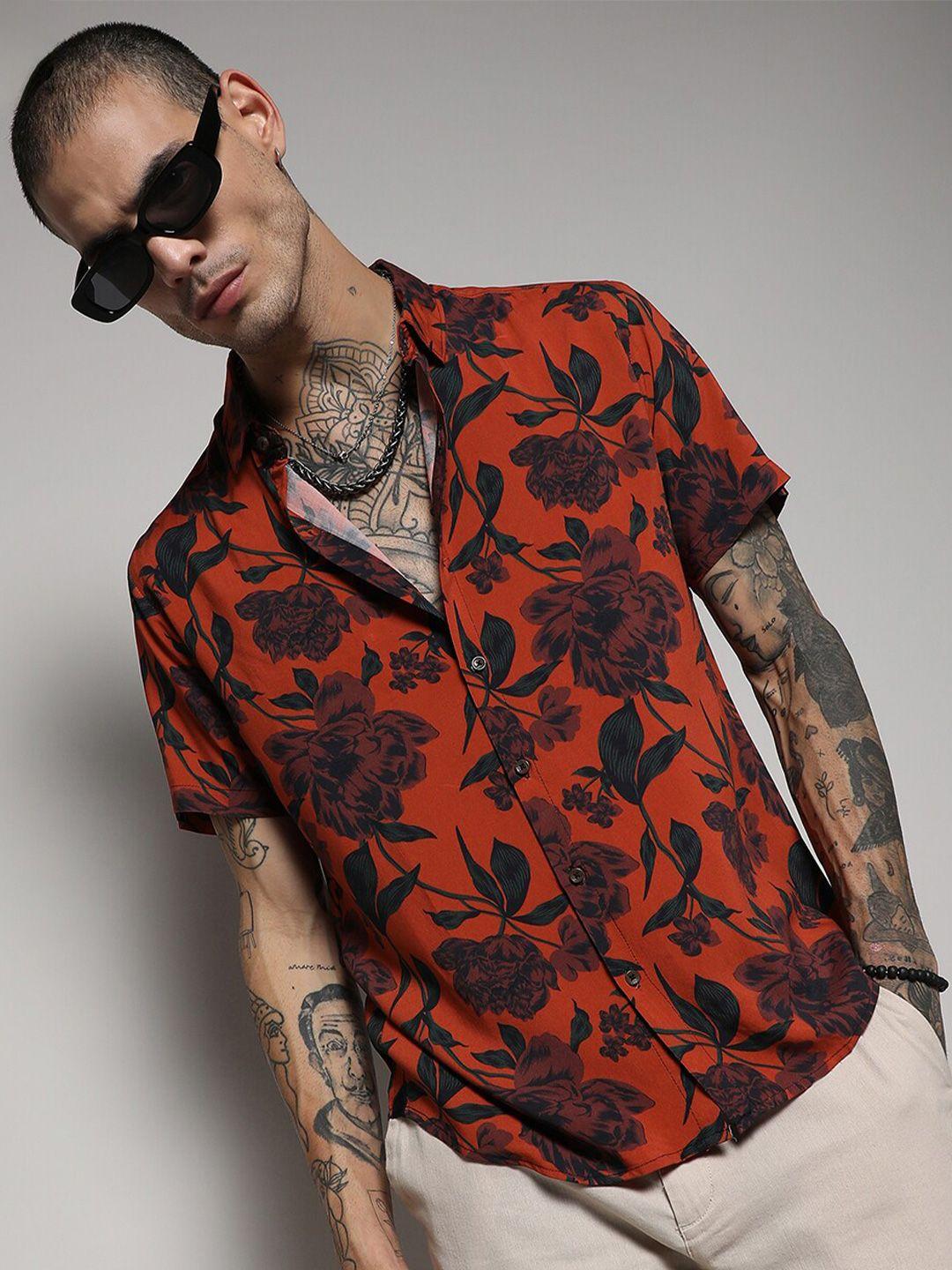 campus sutra classic floral printed opaque casual shirt