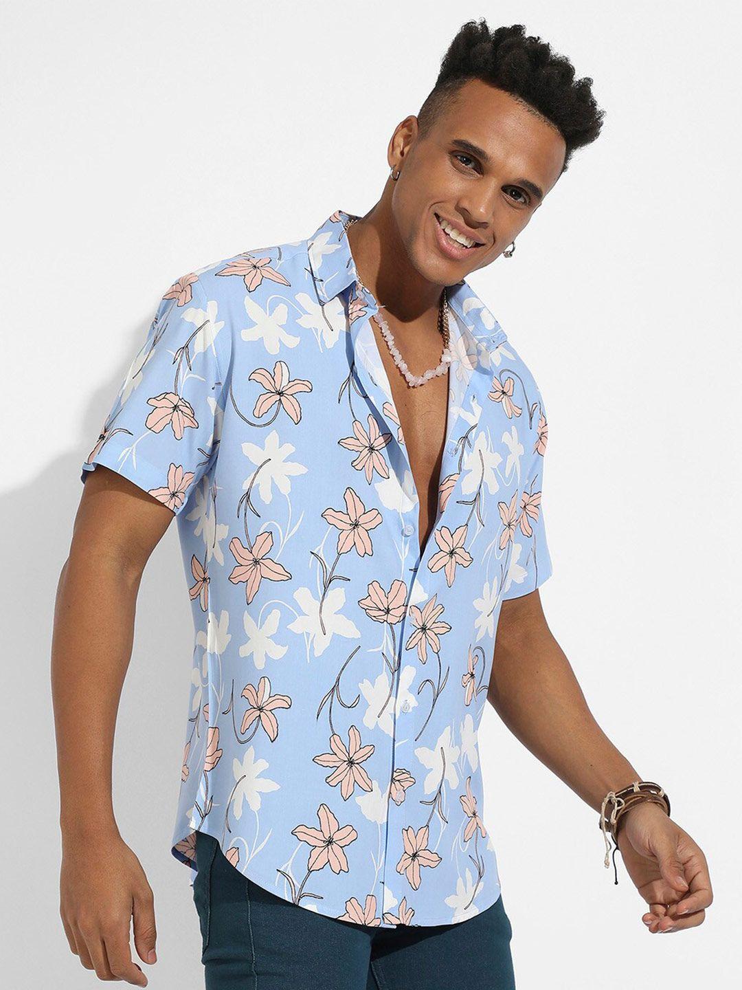 campus sutra classic floral printed spread collar casual shirt