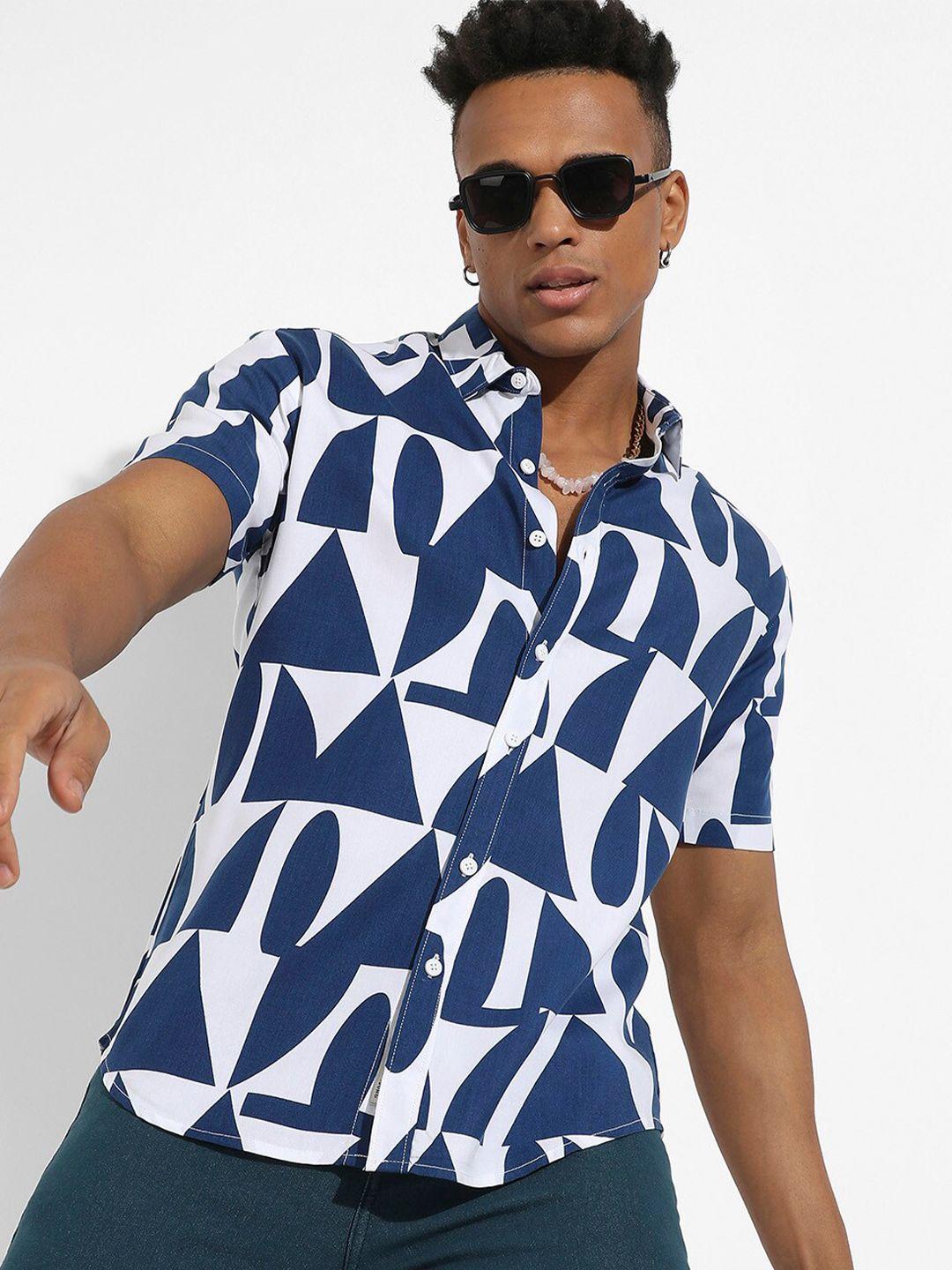 campus sutra classic geometric printed casual shirt