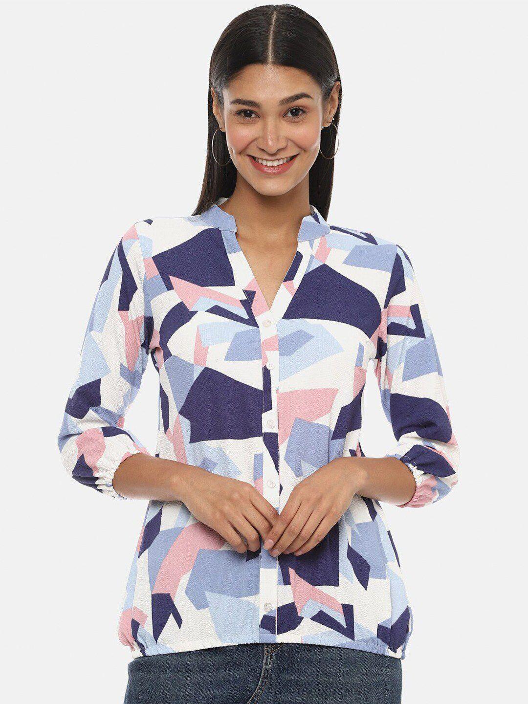 campus sutra classic geometric printed cotton casual shirt