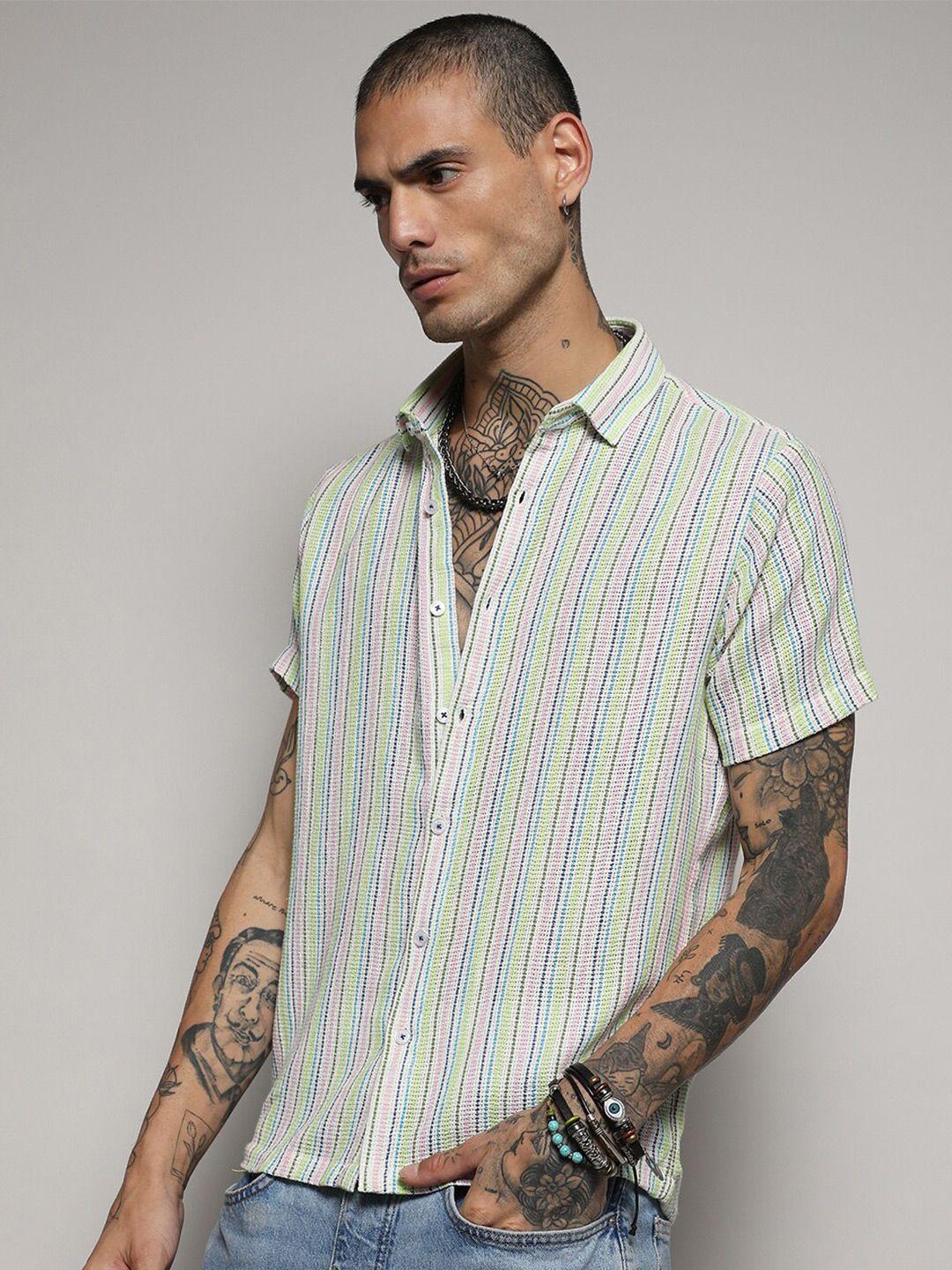 campus sutra classic multi stripes cotton casual shirt