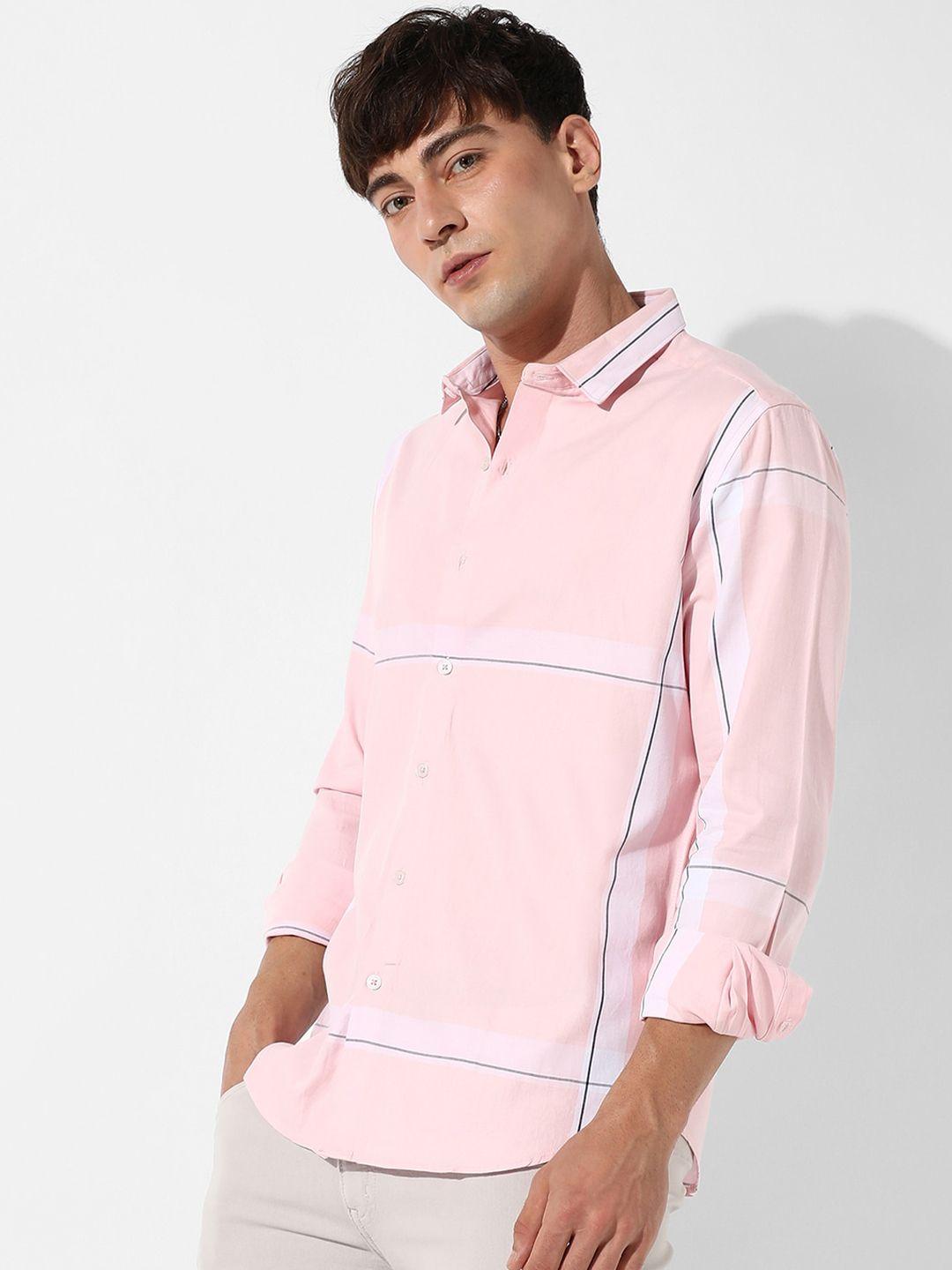 campus sutra classic striped cotton casual shirt