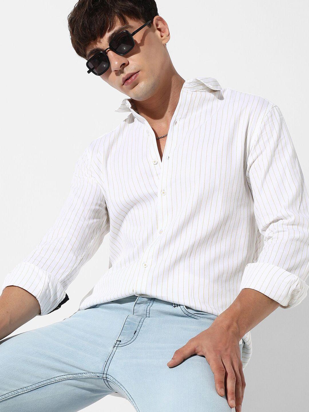 campus sutra classic striped cotton casual shirt