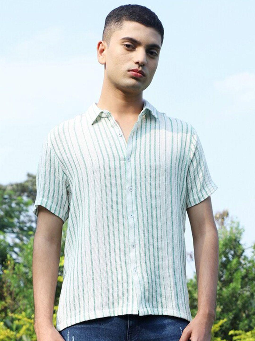 campus sutra classic striped cotton casual shirt