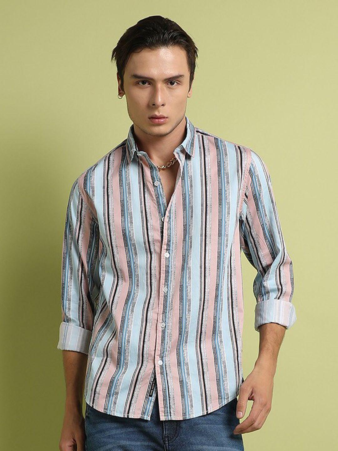 campus sutra classic vertical striped casual cotton shirt