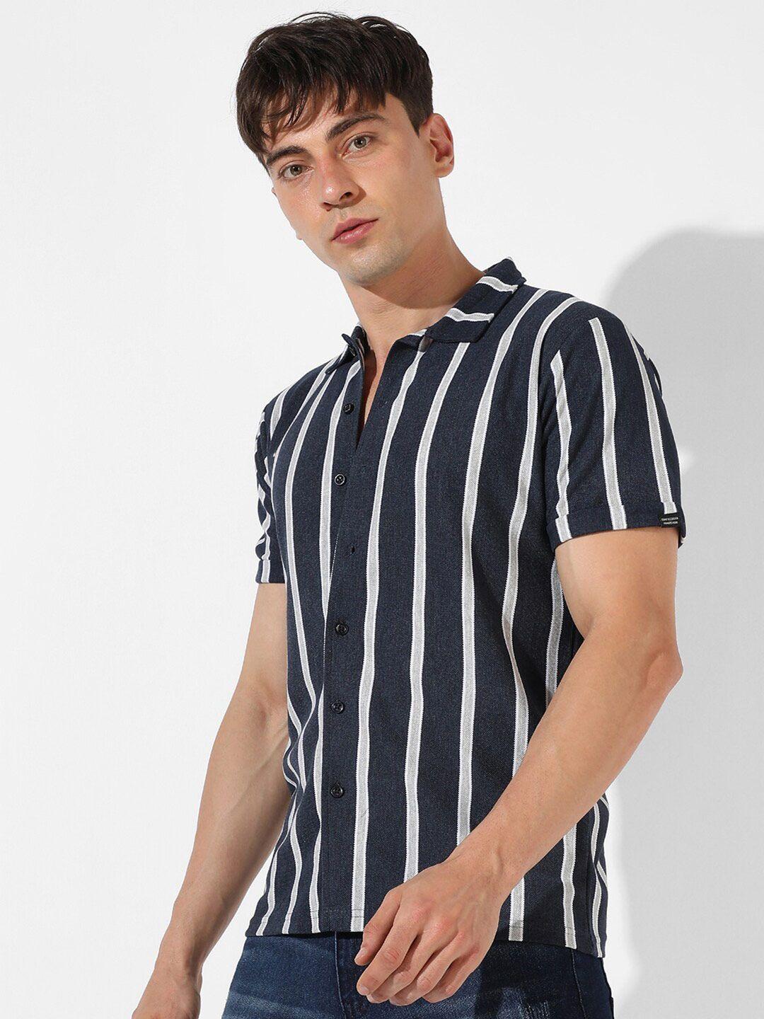 campus sutra classic vertical striped cotton casual shirt