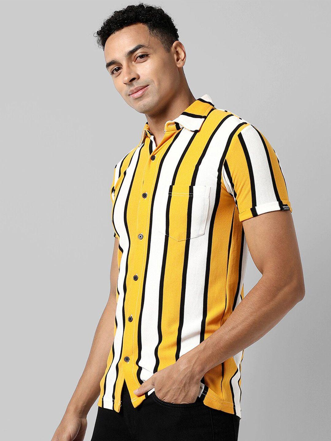 campus sutra classic vertical striped cotton casual shirt