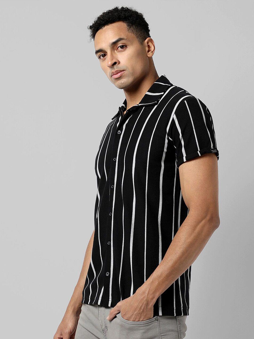 campus sutra classic vertical striped cotton casual shirt