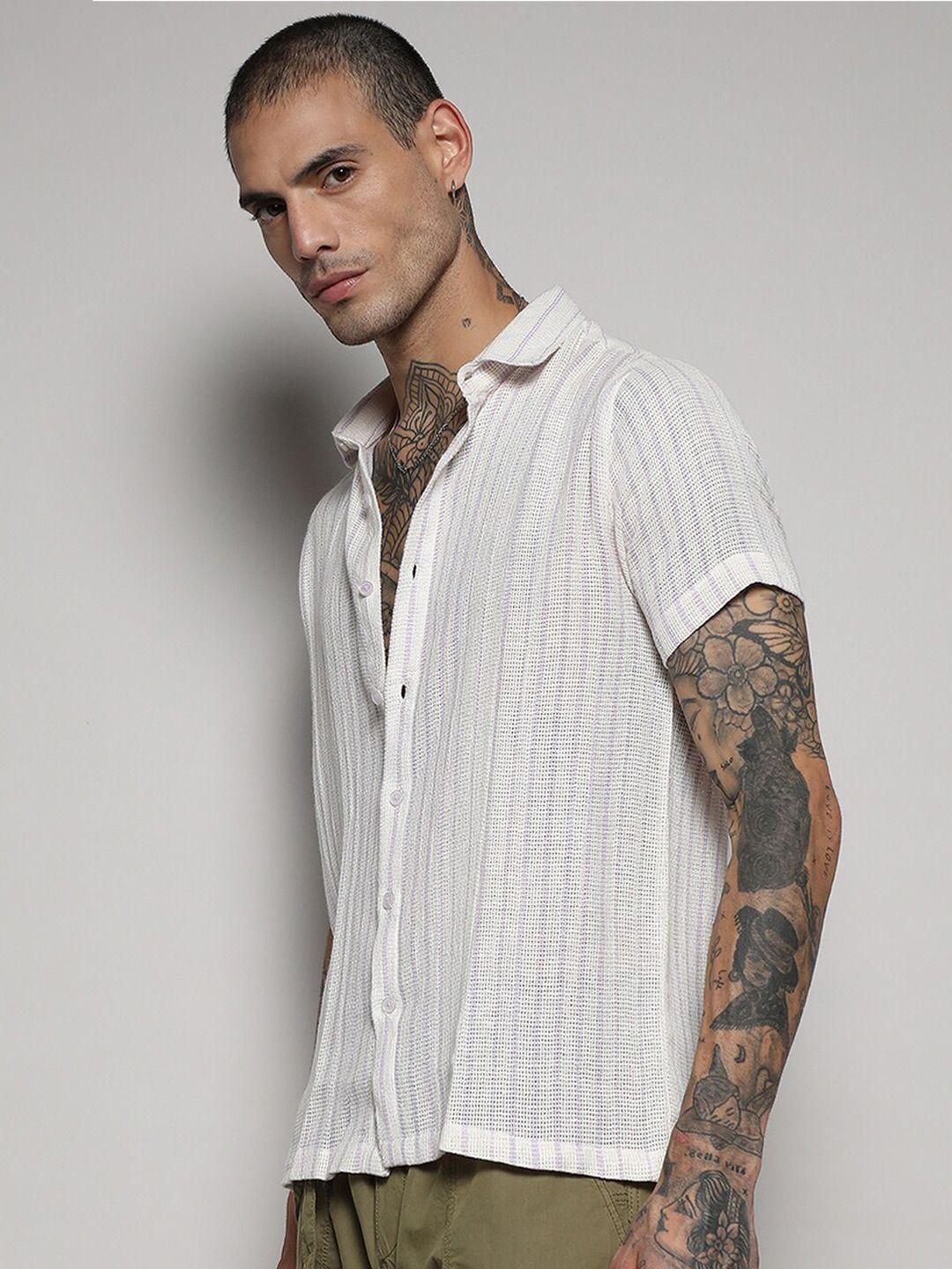 campus sutra classic vertical stripes opaque casual shirt