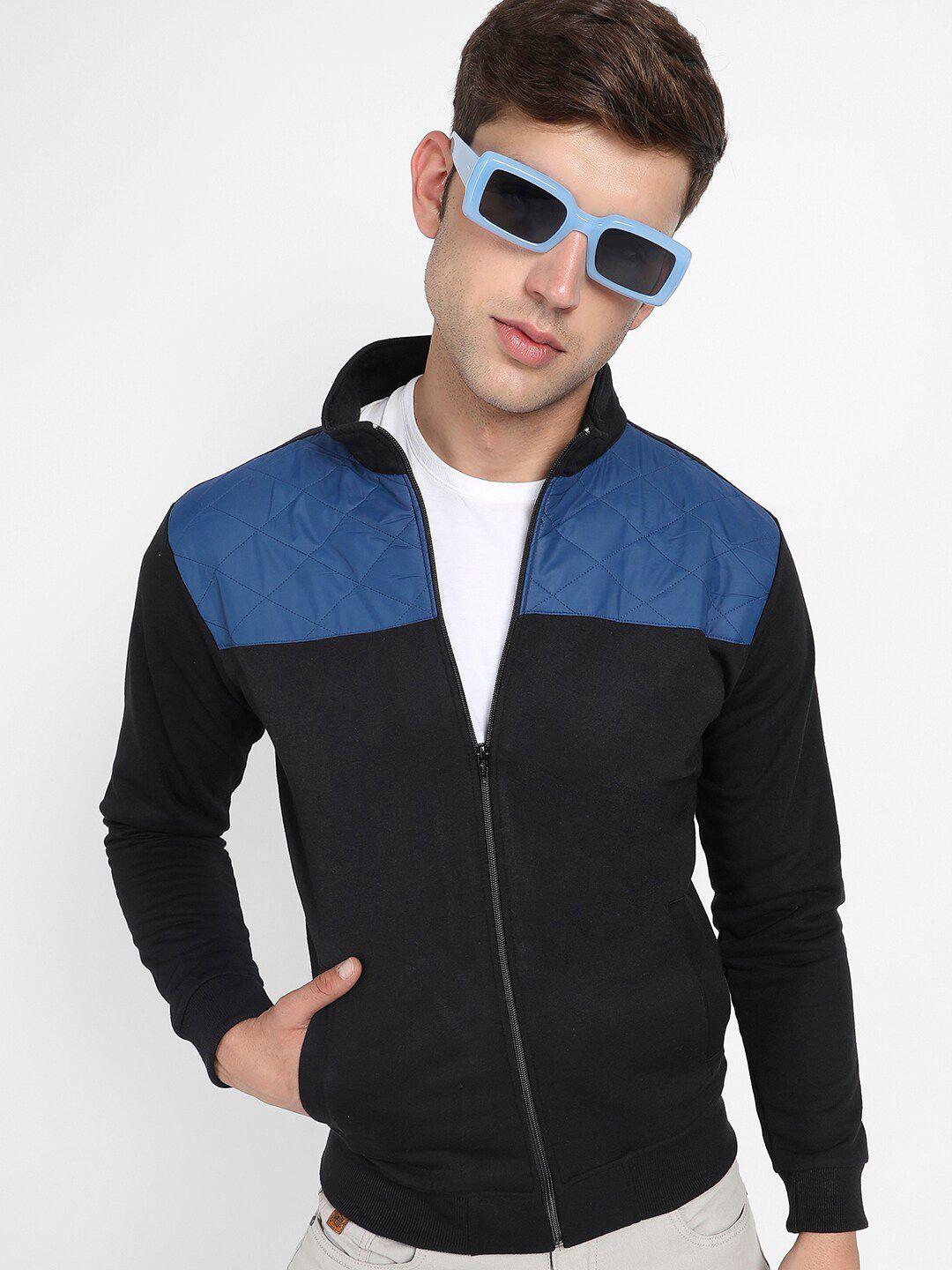 campus sutra colourblocked quilted windcheater bomber jacket