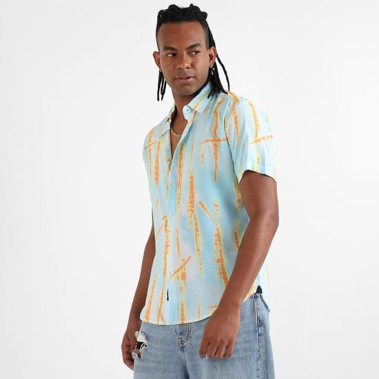 campus sutra ecoliva men tie-dye printed regular fit casual shirt