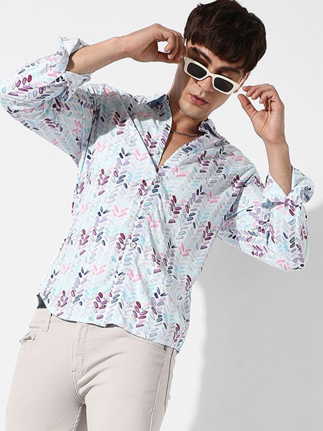 campus sutra floral printed spread collar casual shirt