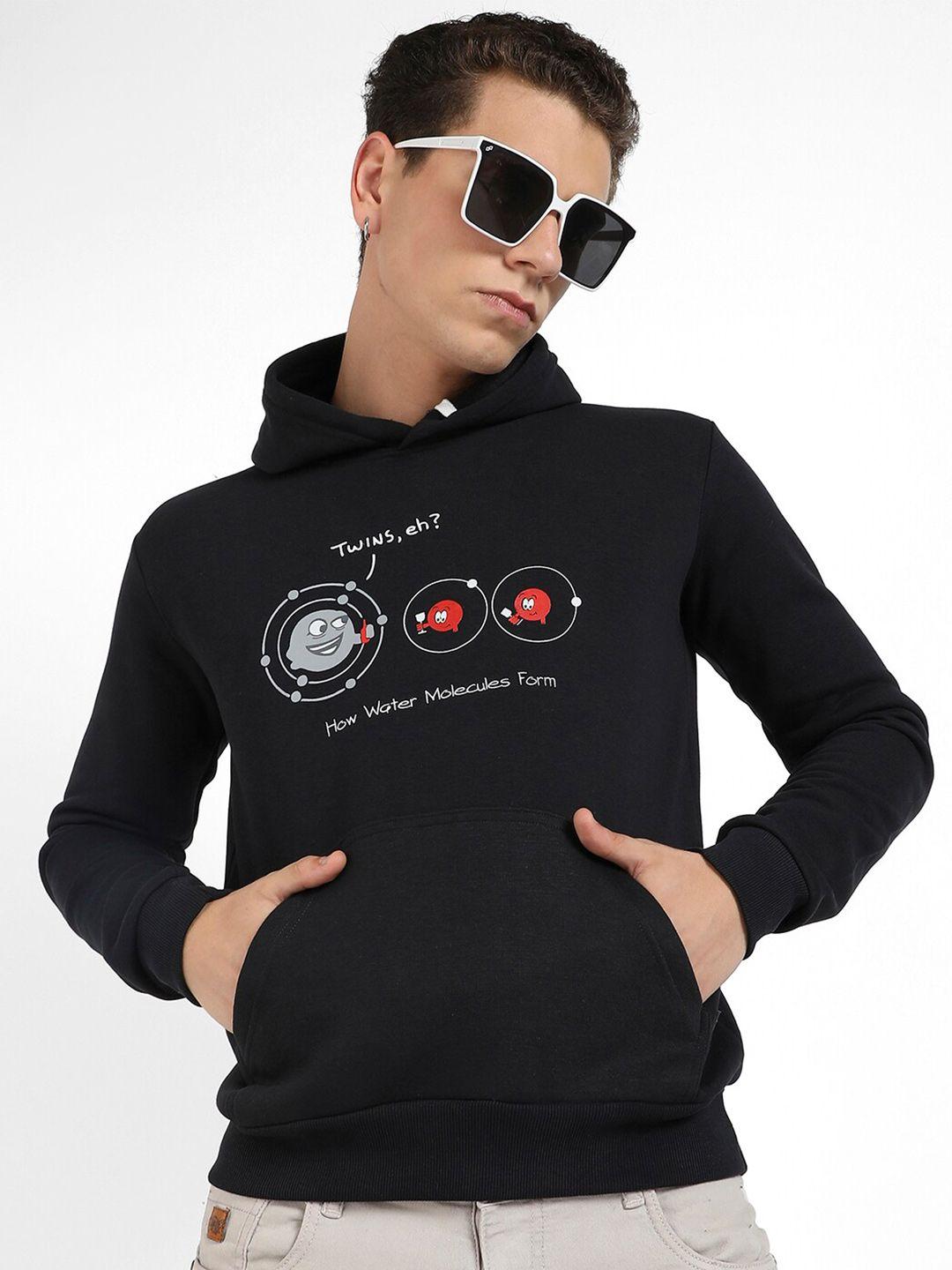 campus sutra graphic printed hooded cotton pullover sweatshirt