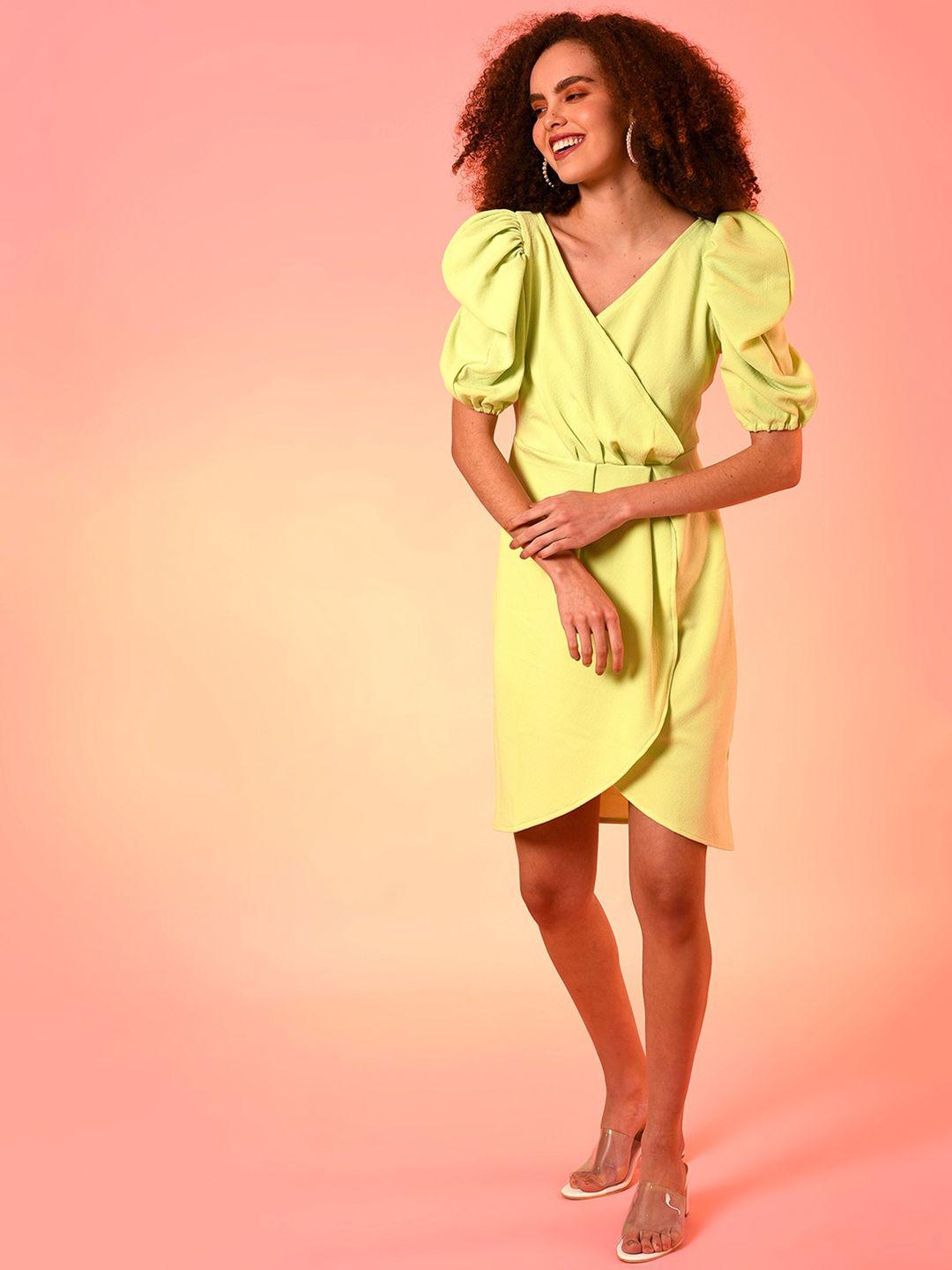 campus sutra green cotton crepe dress