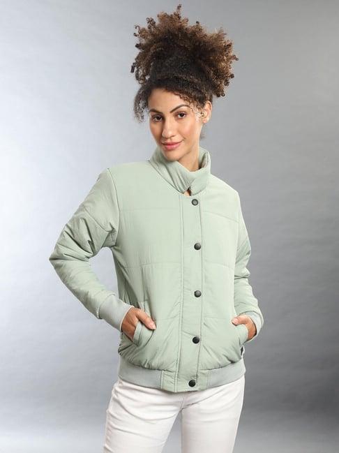 campus sutra green regular fit jacket