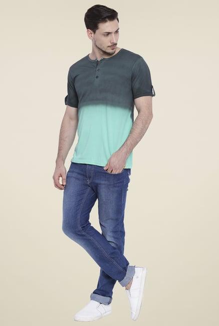 campus sutra green regular fit t-shirt