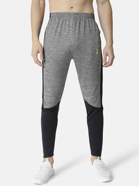 campus sutra grey & black regular fit colour block trackpants