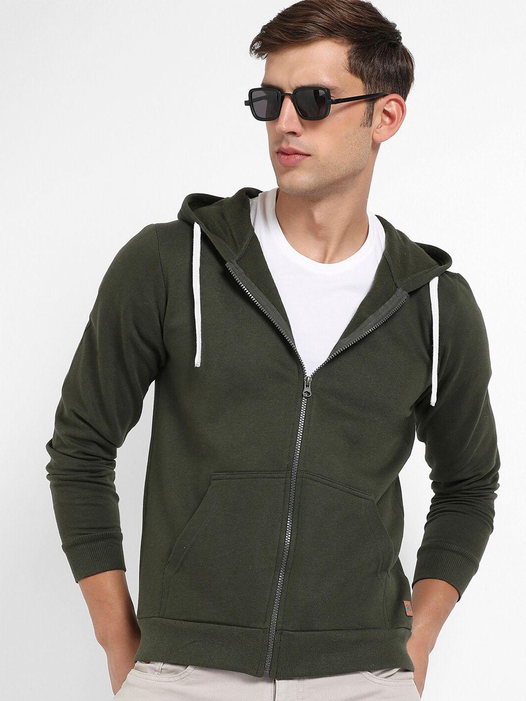 campus sutra hooded cotton front open sweatshirt