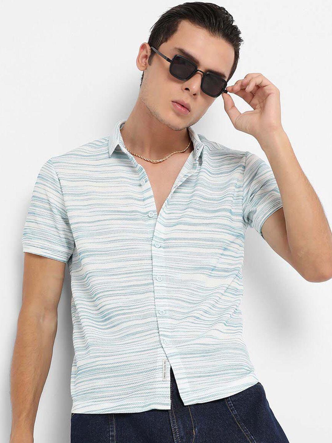 campus sutra horizontal striped classic regular fit casual shirt