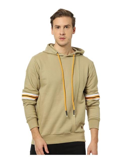 campus sutra khaki hooded sweatshirt