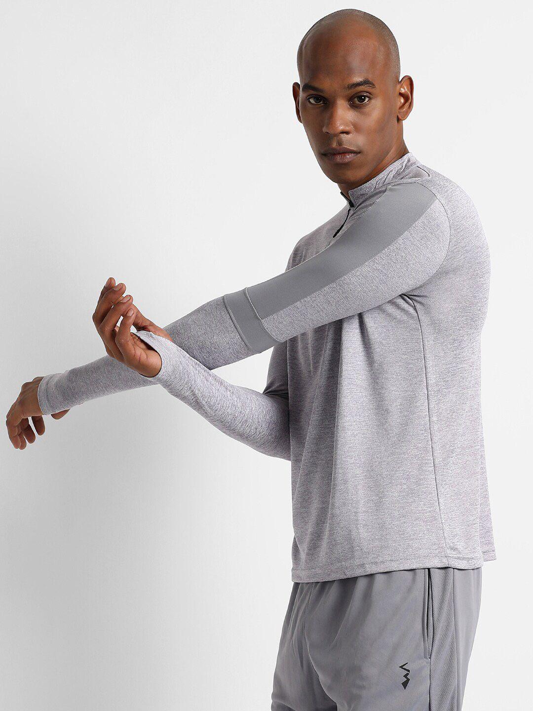 campus sutra long sleeve henley neck activewear t-shirt