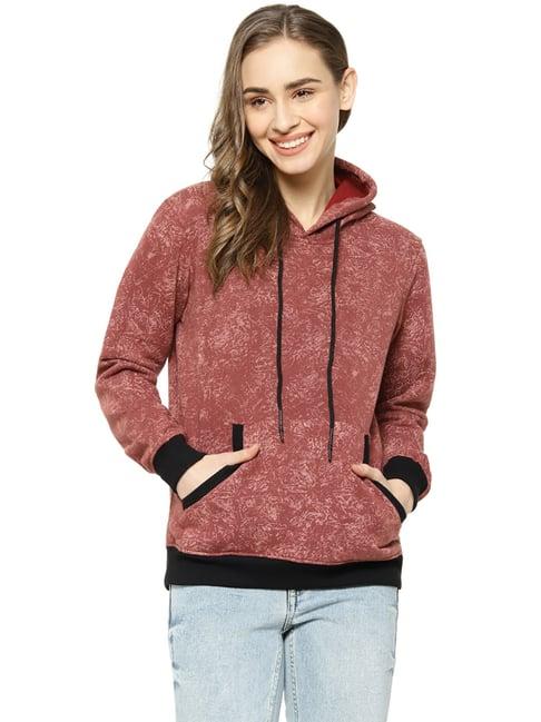 campus sutra maroon & black printed jacket