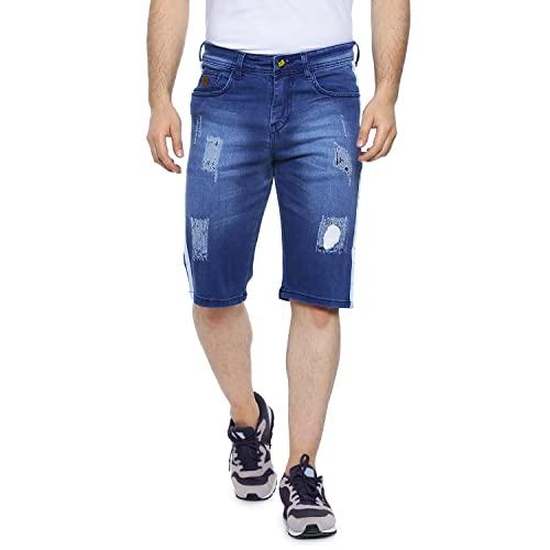 campus sutra men's boyfriend shorts (azz20jn_short1l_m_pln_nbu_az_blue