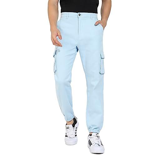 campus sutra men's regular fit cargo pants (cbcs22_csmsscr5564_light blue_32)