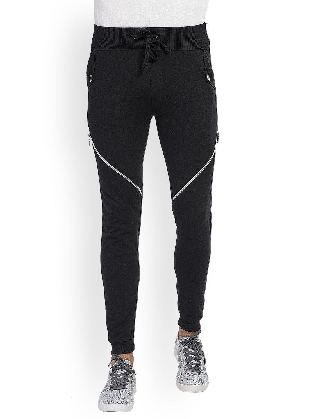 campus sutra men black joggers