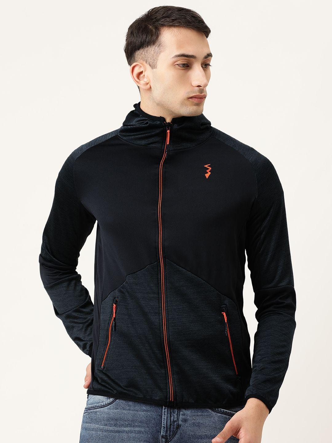 campus sutra men black solid sporty jacket