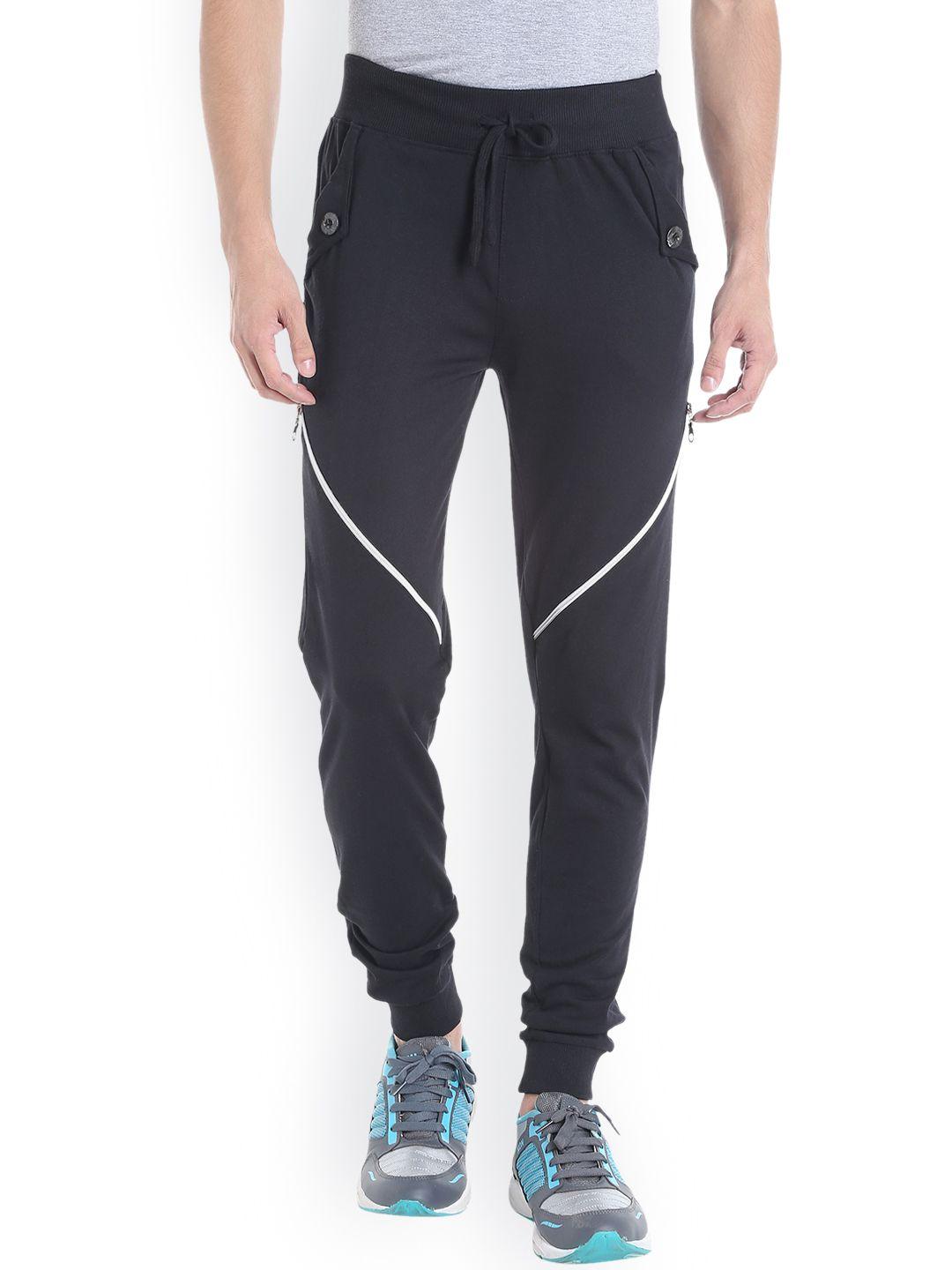 campus sutra men black straight fit joggers