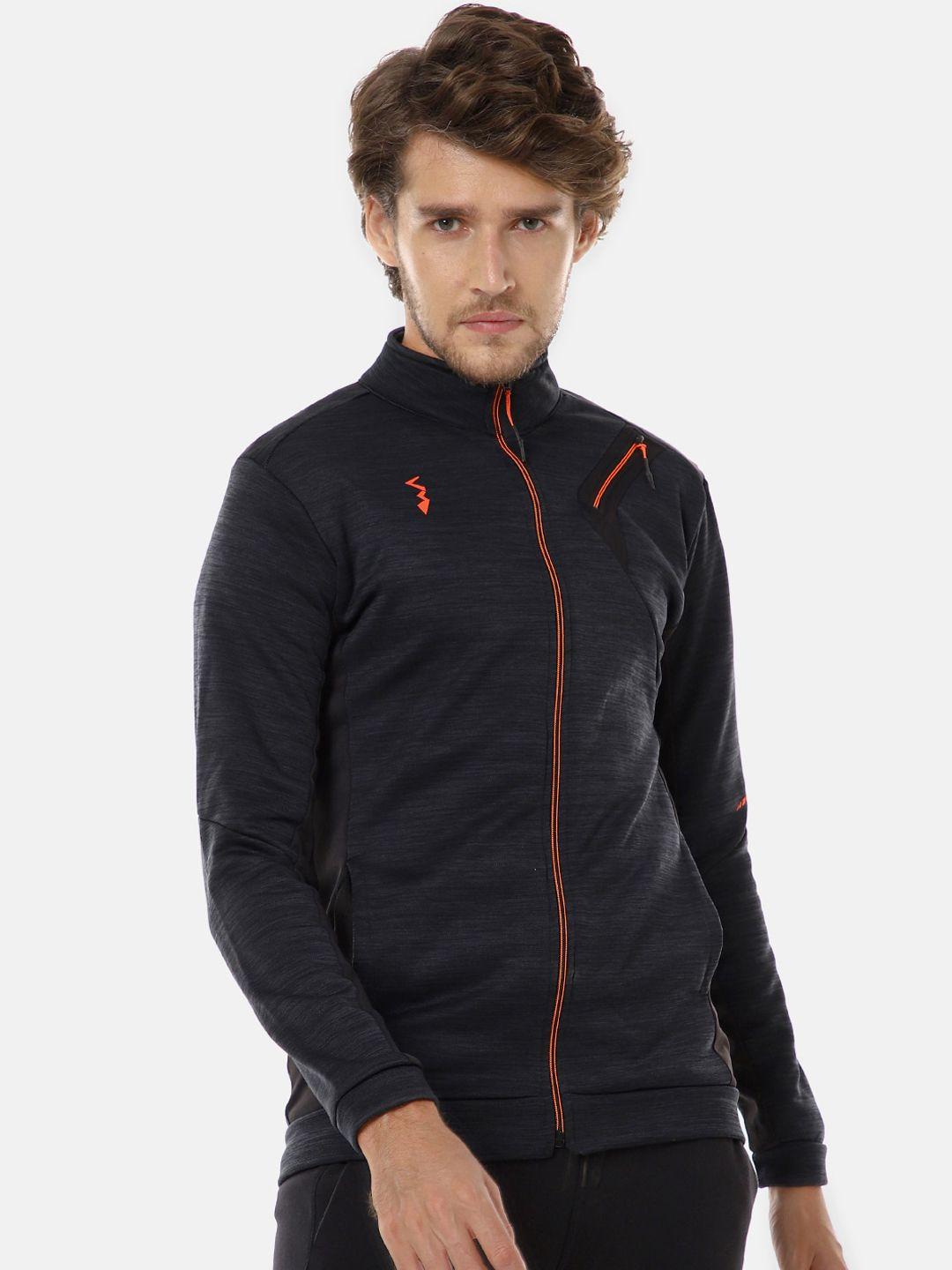 campus sutra men black windcheater sporty jacket