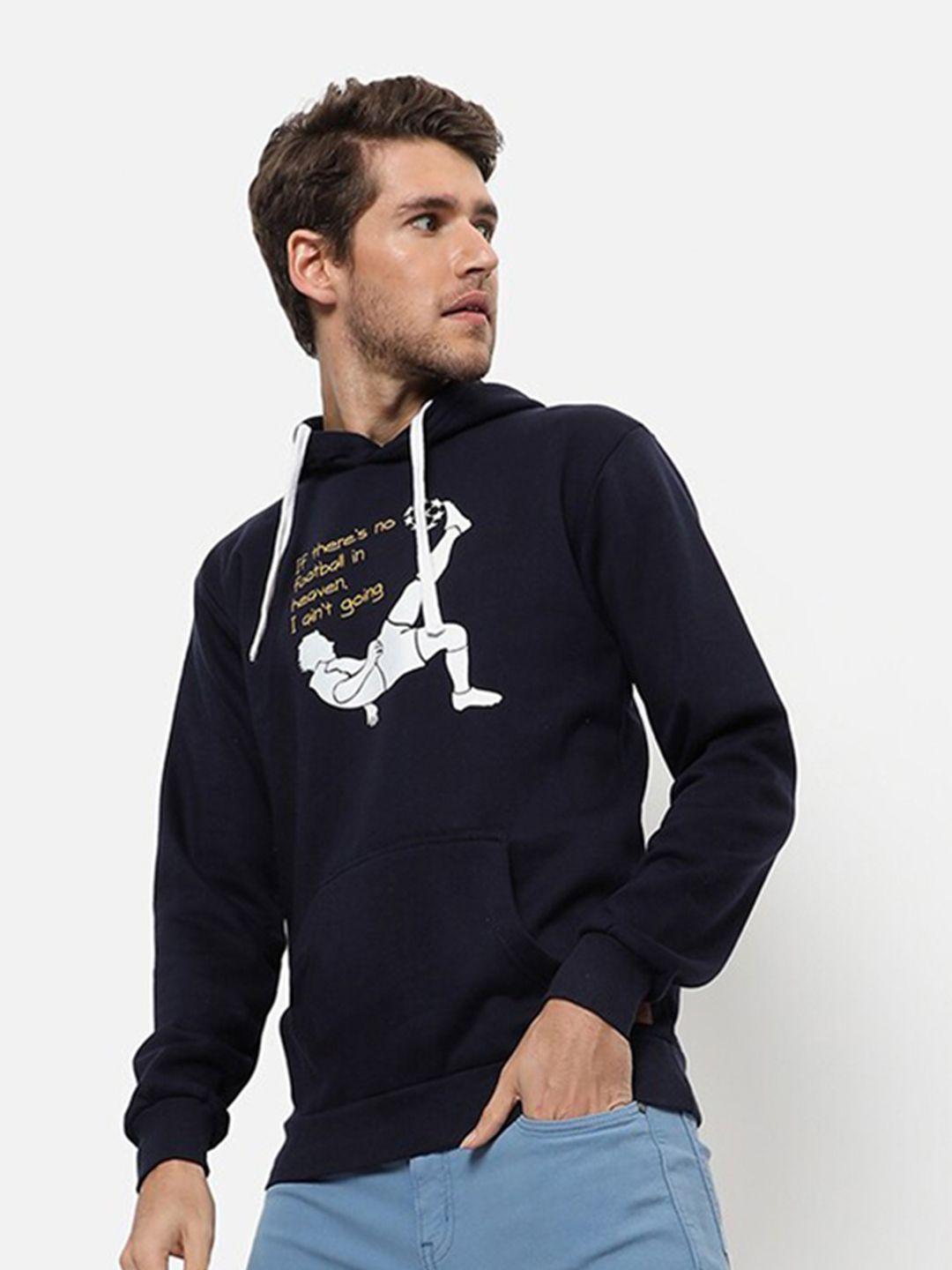 campus sutra men blue hooded sweatshirt